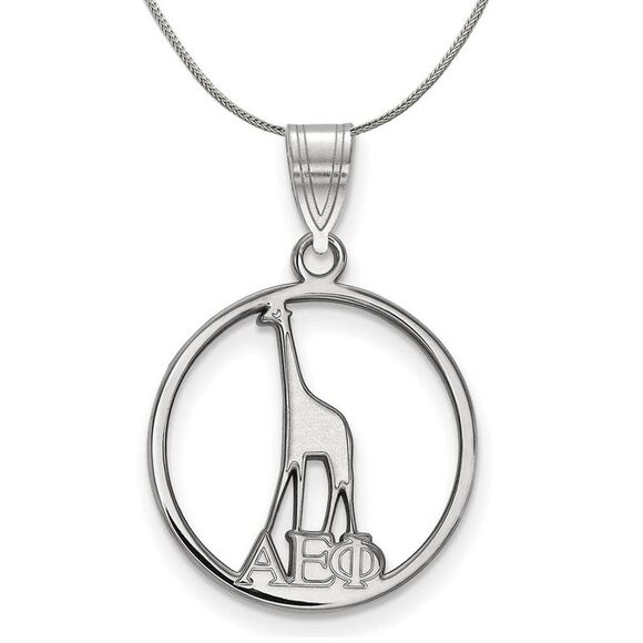 Sterling Silver Alpha Epsilon Phi Small Circle Necklace - 24 Inch - Picture 1 of 8
